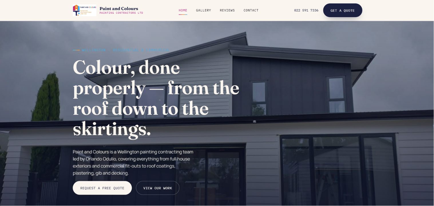 Paint and Colours website homepage screenshot